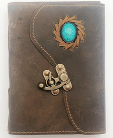 Soft Leather Journal with Turquoise Stone